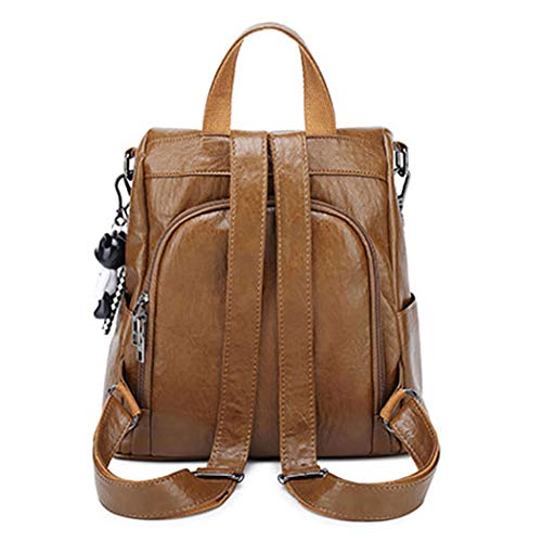 DEERWORD Mujer Bolsos Mochila Pequeña Casual Bandolera Cuero Hombro Piel de PU Marrón