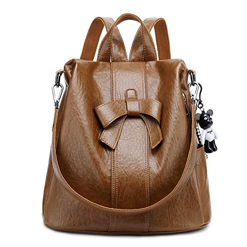 DEERWORD Mujer Bolsos Mochila Pequeña Casual Bandolera Cuero Hombro Piel de PU Marrón
