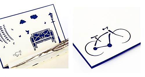DEESOSPRO® [Tarjeta de Cumpleaños] [Tarjeta de Aniversario] [Tarjeta de Graduación] con Patrón Emergente 3D Creativo, Regalo para Cumpleaños, Graduación, Navidad, Día del Padre (Bicicleta)