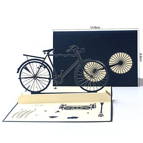DEESOSPRO® [Tarjeta de Cumpleaños] [Tarjeta de Aniversario] [Tarjeta de Graduación] con Patrón Emergente 3D Creativo, Regalo para Cumpleaños, Graduación, Navidad, Día del Padre (Bicicleta)