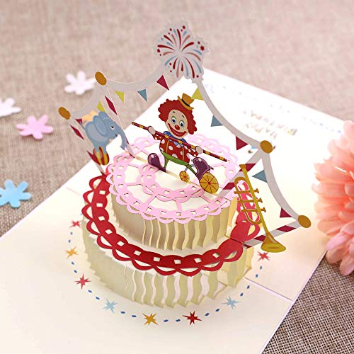 Deesospro® Tarjetas de felicitación Cumpleaños los niños, Tarjeta de cumpleaños Regalo para familiares, amigos y amantes, Tarjeta de felicitación emergente 3D, (feliz cumpleaños payaso)