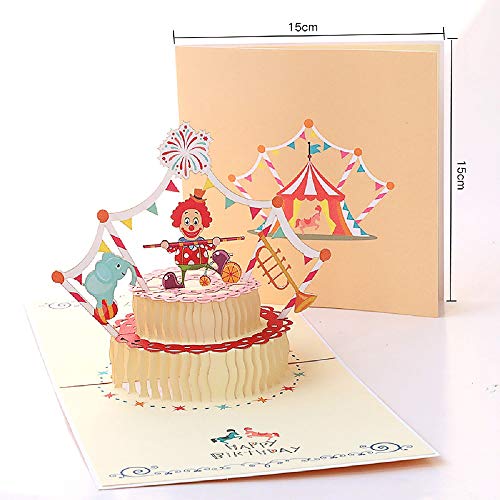 Deesospro® Tarjetas de felicitación Cumpleaños los niños, Tarjeta de cumpleaños Regalo para familiares, amigos y amantes, Tarjeta de felicitación emergente 3D, (feliz cumpleaños payaso)