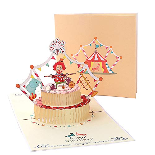 Deesospro® Tarjetas de felicitación Cumpleaños los niños, Tarjeta de cumpleaños Regalo para familiares, amigos y amantes, Tarjeta de felicitación emergente 3D, (feliz cumpleaños payaso)