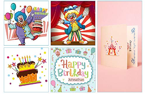 Deesospro® Tarjetas de felicitación Cumpleaños los niños, Tarjeta de cumpleaños Regalo para familiares, amigos y amantes, Tarjeta de felicitación emergente 3D, (feliz cumpleaños payaso)
