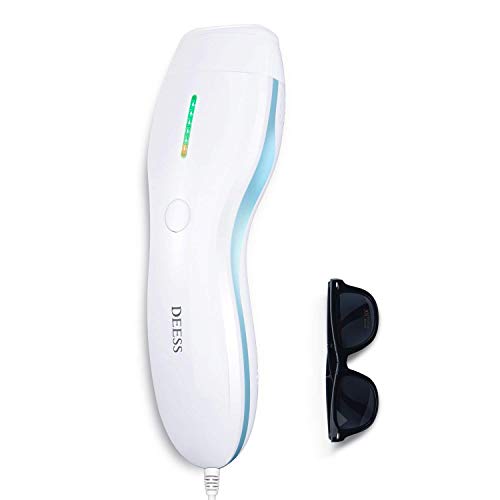 DEESS IPL GP586 - Depiladora de vello basada en luz para una piel suave y duradera, 350.000 pulsaciones de luz, sistema de depilación con gafas de protección solar, color azul