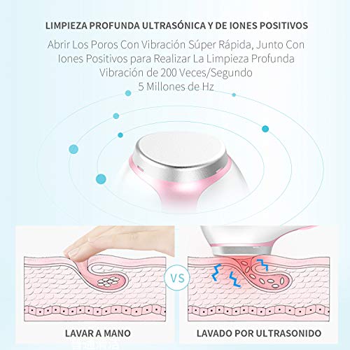 DEESS Masajeador de Ultrasonido Facial GP560, Adecuado para la Limpieza Facial con Micro Vibraciones Ultrasónicas y Carga Inalámbrica, Instrumento de Belleza Ultrasónico de Iones Negativos.