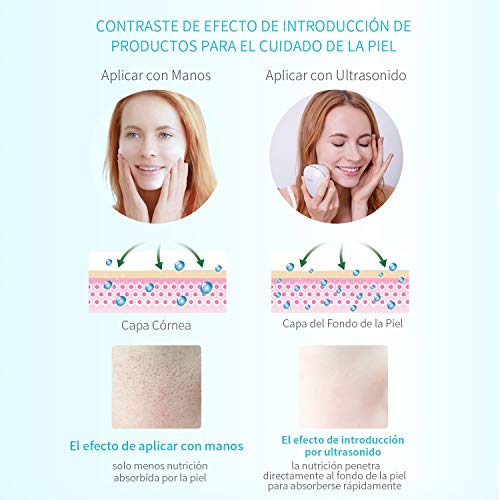 DEESS Masajeador de Ultrasonido Facial GP560, Adecuado para la Limpieza Facial con Micro Vibraciones Ultrasónicas y Carga Inalámbrica, Instrumento de Belleza Ultrasónico de Iones Negativos.