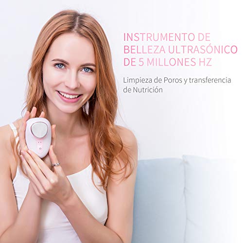 DEESS Masajeador de Ultrasonido Facial GP560, Adecuado para la Limpieza Facial con Micro Vibraciones Ultrasónicas y Carga Inalámbrica, Instrumento de Belleza Ultrasónico de Iones Negativos.