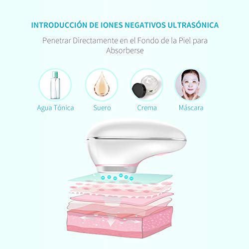 DEESS Masajeador de Ultrasonido Facial GP560, Adecuado para la Limpieza Facial con Micro Vibraciones Ultrasónicas y Carga Inalámbrica, Instrumento de Belleza Ultrasónico de Iones Negativos.