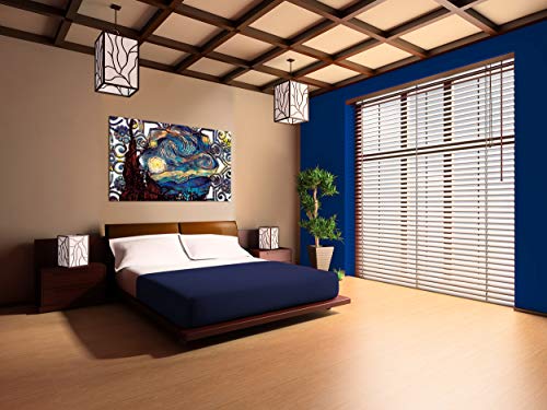 DekoArte 343 - Cuadros Modernos Impresión de Imagen Artística Digitalizada | Lienzo Decorativo para Tu Salón o Dormitorio | Estilo Abstractos Arte Van Gogh La Noche Estrellada | 1 Pieza 120 x 80 cm