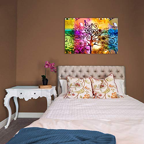 DekoArte 369 - Cuadros Modernos Impresión de Imagen Artística Digitalizada | Lienzo Decorativo para Tu Salón o Dormitorio | Estilo Abstractos Arte Árbol de la Vida de Gustav Klimt | Piezas 120x80cm