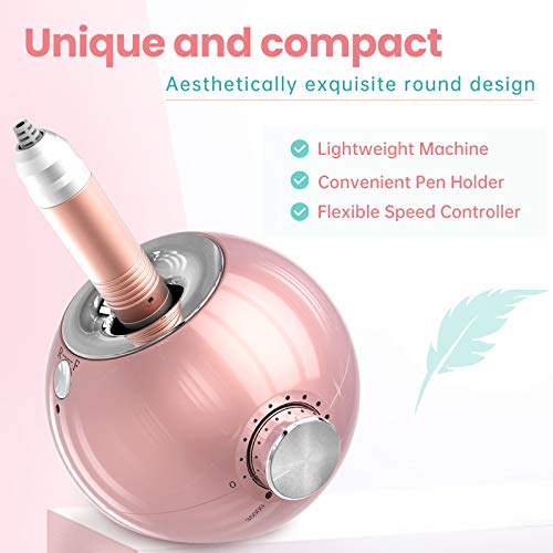 Delanie Torno para Uñas Profesional 35000 rpm Portátil Recargable Eléctrico Acrilicas o de Gel Manicura y Pedicura con 6 Brocas para Torno