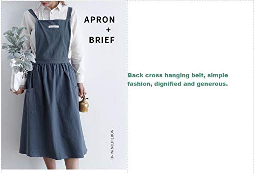 Delantal de algodón para mujer, estilo coreano, estilo moderno, con bolsillos (rosa)