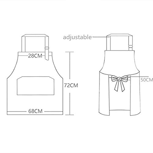 Delantal de Cocina 100% de algodón de Las Mujeres Delantal Ajustable Babero Delantal con Bolsillos para Hornear jardinería Barbacoa (Color : Black, Size : One Size)