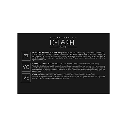 Delapiel Serum Facial - Conexión 7% de proteoglicanos encapsulados complementado con 7% de Vitamina C - 15 Ampollas
