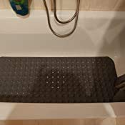 Delgeo Alfombra de baño Extra Larga Anti-Moho, Antideslizante, PVC de Caucho Natural con Ventosa. Alfombrilla para baño, Lavable a máquina, 100 x 40 cm (Gris Oscuro)