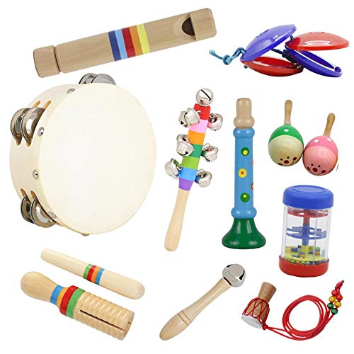delibett 10 Piezas Instrumentos Musicales para Niños Pequeños Instrumentos Musicales para Niños, Juguetes Musicales De Percusión para Bebés, Set De Instrumentos Musicales para Niños Juegos Musicales