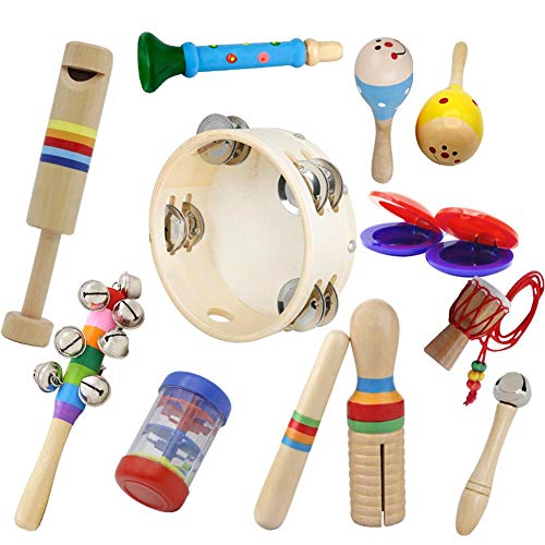 delibett 10 Piezas Instrumentos Musicales para Niños Pequeños Instrumentos Musicales para Niños, Juguetes Musicales De Percusión para Bebés, Set De Instrumentos Musicales para Niños Juegos Musicales