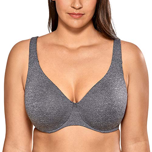 DELIMIRA Aislin Mujer Sujetador Talla Grande Reductor Sin Costuras Sin Relleno Marl Negro 115C