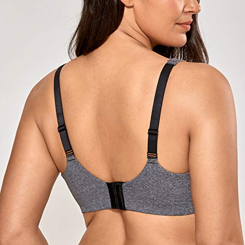 DELIMIRA Aislin Mujer Sujetador Talla Grande Reductor Sin Costuras Sin Relleno Marl Negro 115C