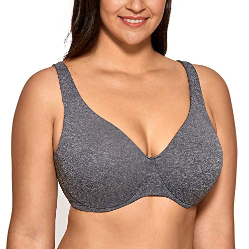 DELIMIRA Aislin Mujer Sujetador Talla Grande Reductor Sin Costuras Sin Relleno Marl Negro 115C