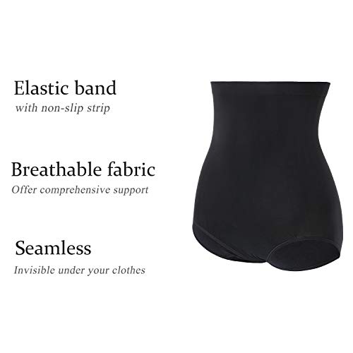 DELIMIRA Braga Faja Reductora sin Costura Braguita Moldeadora de Cintura Alta para Mujer Negro 48-50
