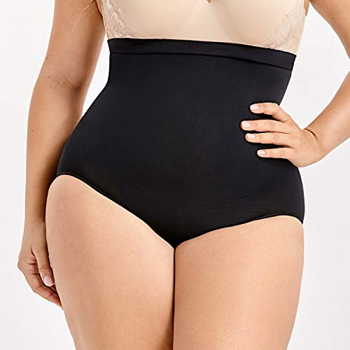 DELIMIRA Braga Faja Reductora sin Costura Braguita Moldeadora de Cintura Alta para Mujer Negro 48-50
