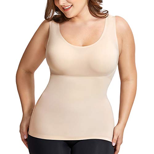 DELIMIRA Camiseta Moldeadora Camiseta Interior Body Shaper sin Costuras Ropa Interior para Mujer Beige 42
