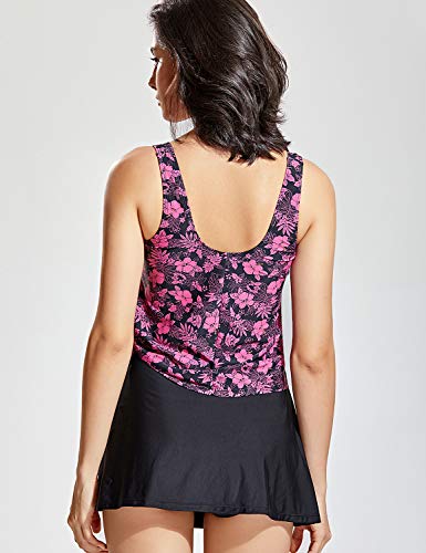 DELIMIRA Mujer Bañadores Señora con Falda Natacion Tallas Grandes con Relleno Multicolor #25 54