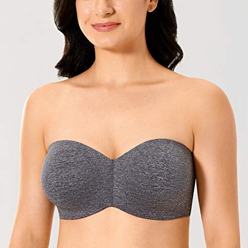 DELIMIRA - Mujer Sujetador Apoyo Invisible Sin Tirantes con Aros Marl Negro 85E