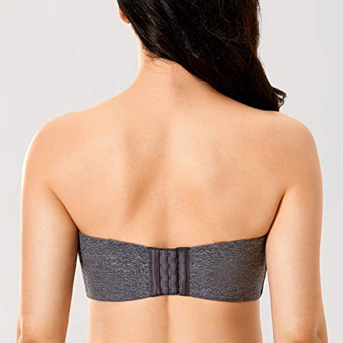 DELIMIRA - Mujer Sujetador Apoyo Invisible Sin Tirantes con Aros Marl Negro 90C