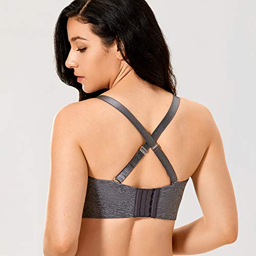 DELIMIRA - Mujer Sujetador Apoyo Invisible Sin Tirantes con Aros Marl Negro 90C