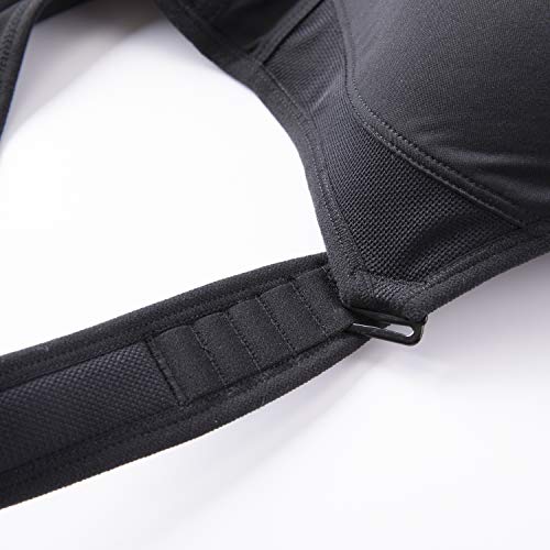 DELIMIRA Mujer Sujetador Deportivo Talla Grande de Alto Impacto Copas Moldeadas con Aros Negro 110C