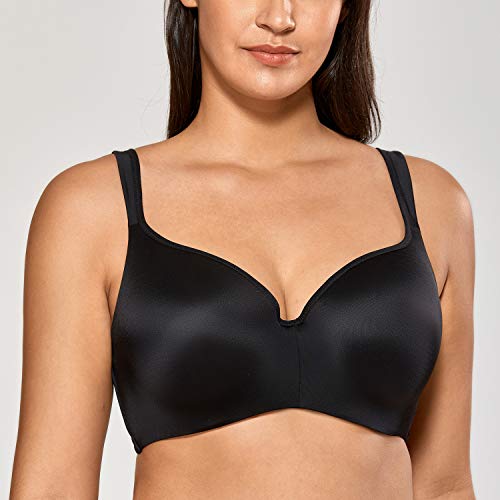 DELIMIRA - Sujetador Balcón Suavizado Moldeada con Aros para Mujer Negro 110B