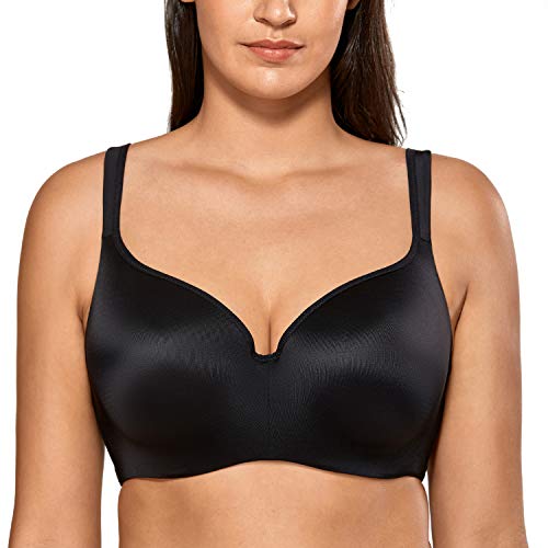 DELIMIRA - Sujetador Balcón Suavizado Moldeada con Aros para Mujer Negro 110B