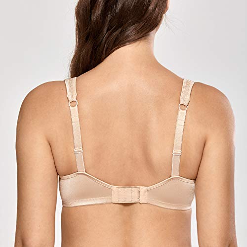 DELIMIRA Sujetador Basico con Foam Balconette Invisible con Aros sin Costuras para Mujer Beige 95B