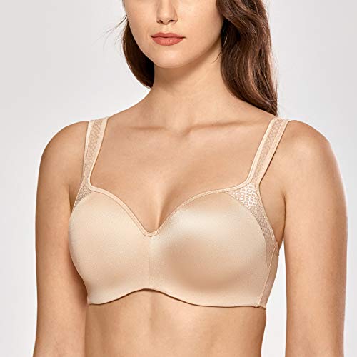 DELIMIRA Sujetador Basico con Foam Balconette Invisible con Aros sin Costuras para Mujer Beige 95B
