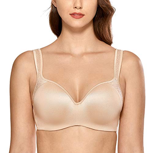 DELIMIRA Sujetador Basico con Foam Balconette Invisible con Aros sin Costuras para Mujer Beige 95B