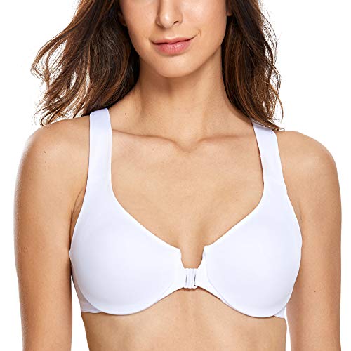 DELIMIRA - Sujetador Cierre Delantero con Aros para Mujer Blanco. 100B