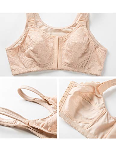 DELIMIRA - Sujetador Cierre Delantero Corrector de Postura con Soporte de Espalda en X Beige 125G