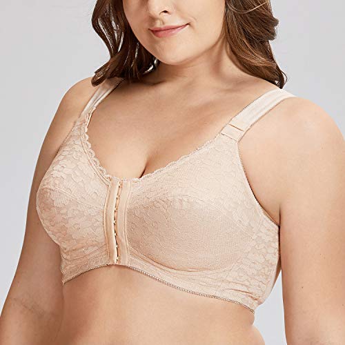 DELIMIRA - Sujetador Cierre Delantero Corrector de Postura con Soporte de Espalda en X Beige 125G