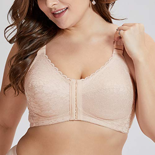 DELIMIRA - Sujetador Cierre Delantero Corrector de Postura con Soporte de Espalda en X Beige 125G