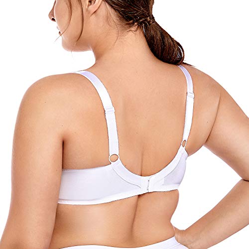 DELIMIRA - Sujetador con Aros sin Relleno Grandes Bustos para Mujer Blanco 105D