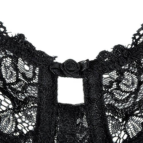 DELIMIRA - Sujetador de Copa Completa con Aros Encaje para Mujer Negro 100G