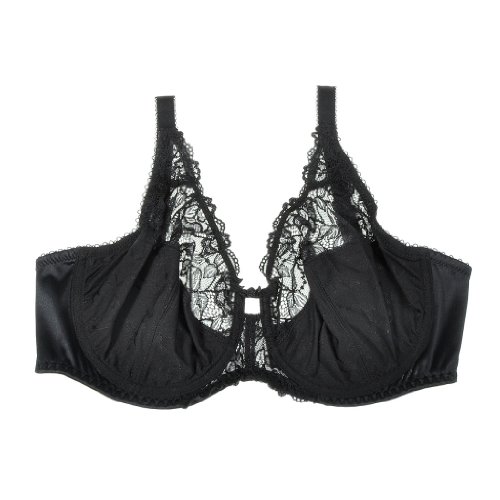 DELIMIRA - Sujetador de Copa Completa con Aros Encaje para Mujer Negro 100G