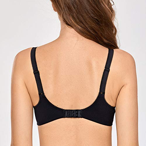DELIMIRA Sujetador de Copa Completa sin Relleno con Aros de Encaje para Mujer Negro 95D