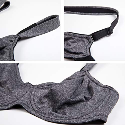 DELIMIRA - Sujetador Reductor Copa Completa Sin Relleno Minimizador para Mujer Gris Jaspeado 105D