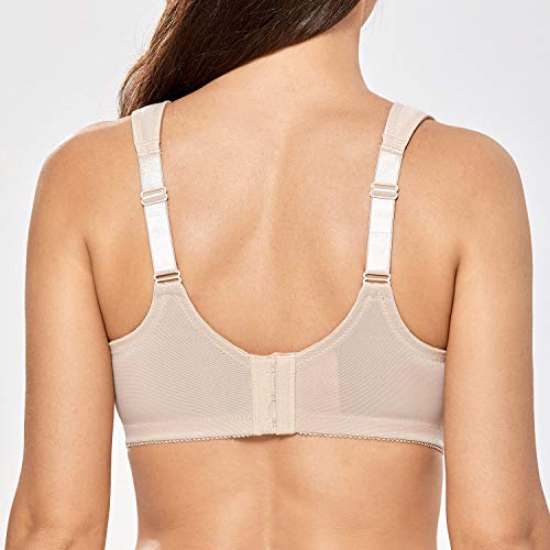 DELIMIRA - Sujetador Reductor sin Aros Encaje para Tallas Grandes para Mujer Beige 100E