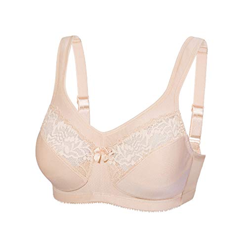 DELIMIRA - Sujetador Reductor sin Aros Encaje para Tallas Grandes para Mujer Beige 100E