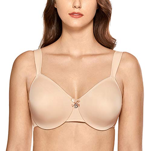 DELIMIRA Sujetador Reductor sin Relleno Tallas Grandes con Aros para Mujer Beige 115G